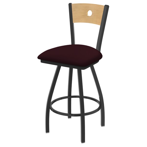 36" Swivel Counter Stool, Bronze Finish, Nat Back, Canter Bordeaux Seat